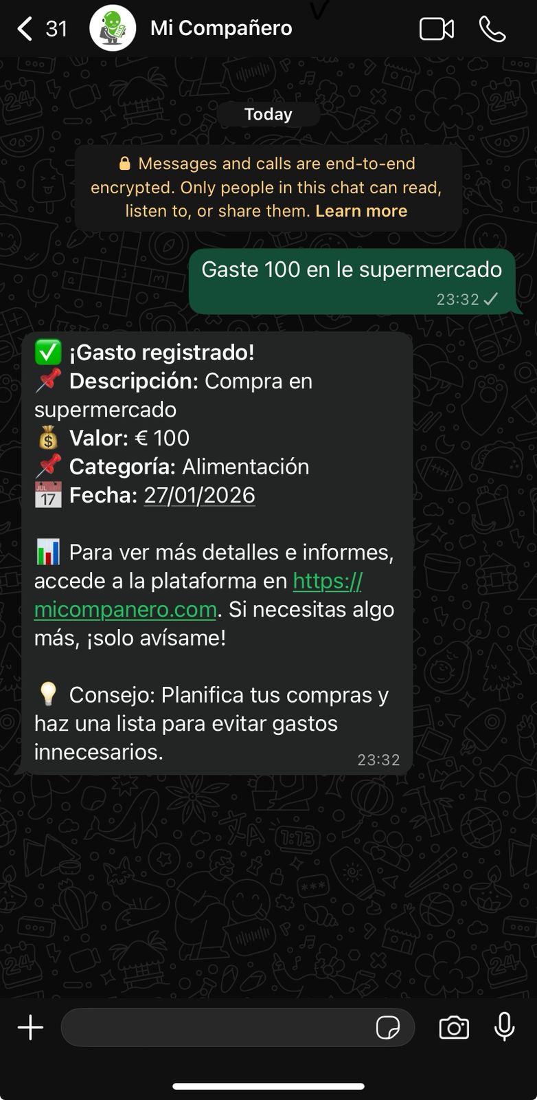 Conversación en WhatsApp